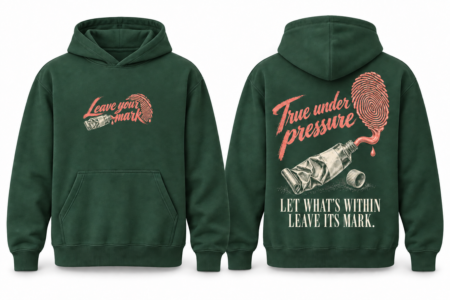 Polera verde True Under Pressure, vista frontal y posterior